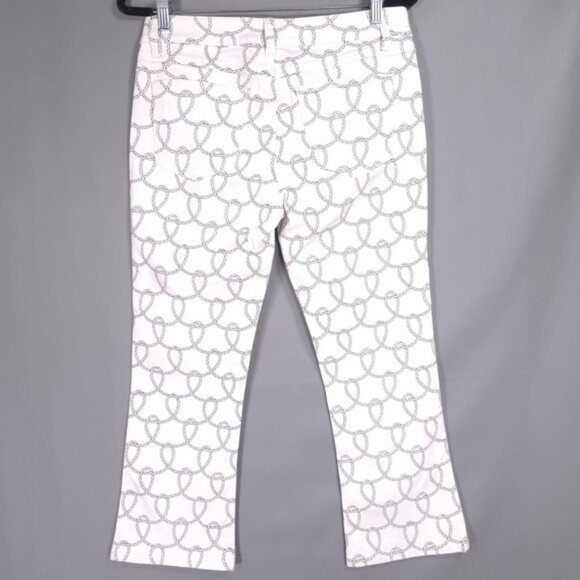 NWT‎ CAbi Women’s 761 Printed Nautical Rope Bootlet Jeans Denim White Size 6 - Picture 3 of 15
